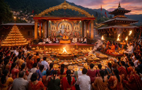 विन्ध्यवासिनी मन्दिर परिसरमा भव्य श्रीमद्भागवत ज्ञान महायज्ञ हुदै