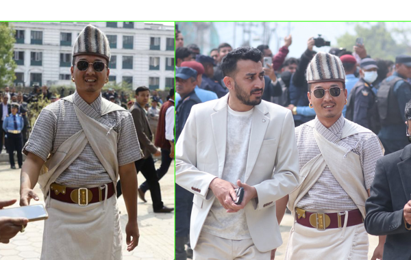 परम्परागत गुरुङ पोशाकमा सुधन गुरुङ, शपथ समारोहमा आकर्षणको केन्द्र