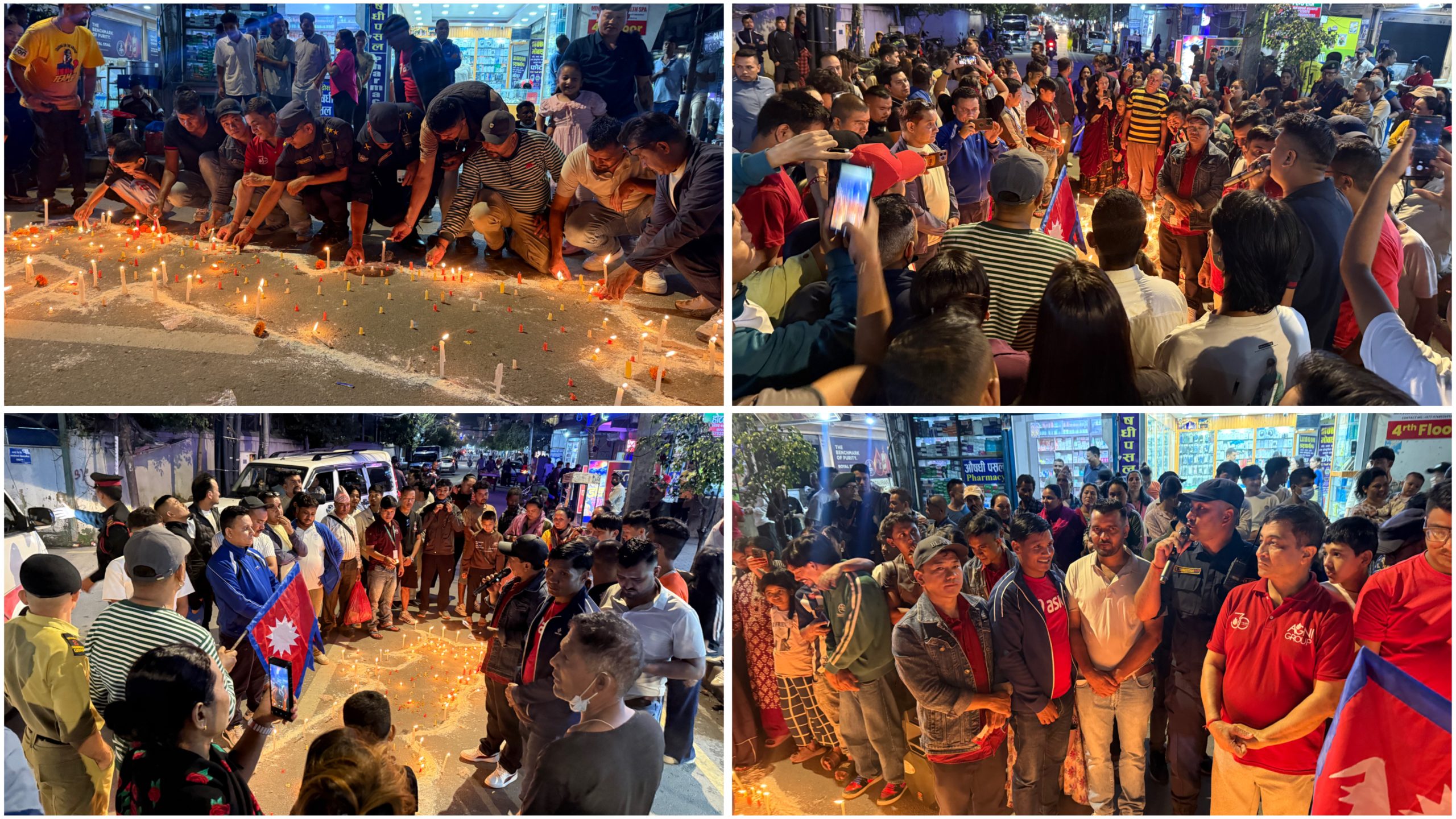 भोटेकोशी बाढीमा ज्यान गुमाएकाहरूको सम्झनामा राष्ट्रिय लोकदोहोरी व्यवसायी संघद्वारा बसपार्कमा दीप प्रज्वलन